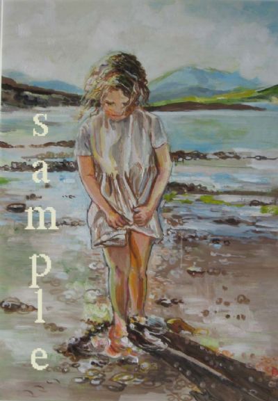 girl and the crab, oil on board